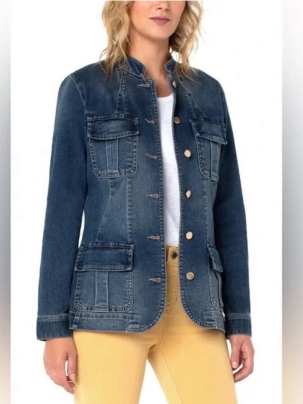 💙 NWT Love by Liverpool Los Angeles Denim Jacket Size Medium 💙